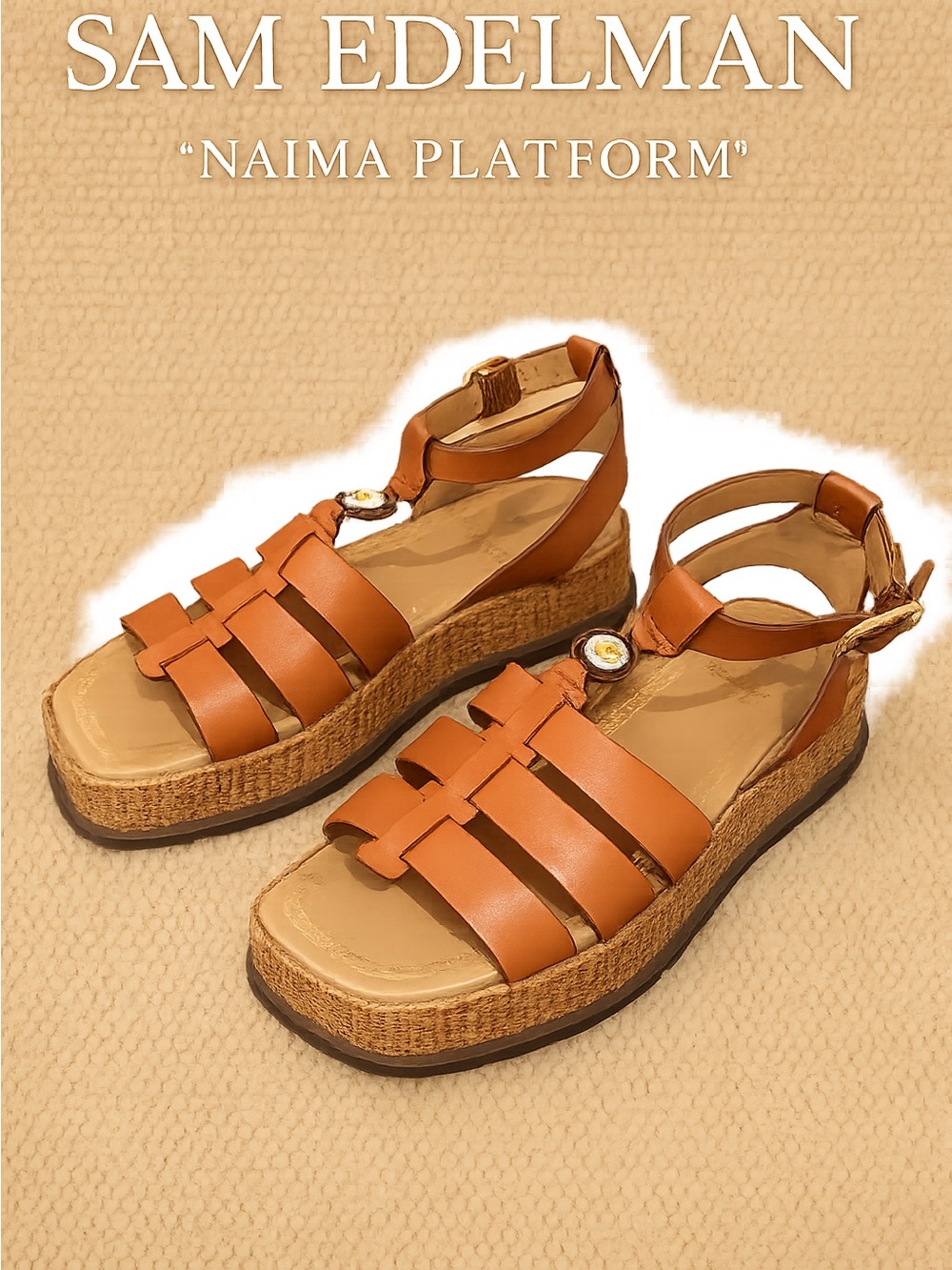 Sam Edelman Tan Leather Naima Platform Sandal
